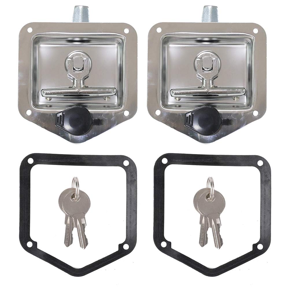 Buy Tutor Auto 2Pcs Trailer Door Latch THandle Lock Highly Polished Stainless Steel Keys with