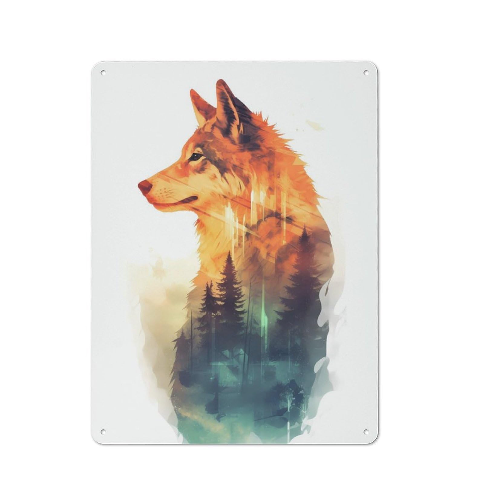 Junmoney Wolf Exposure Art Metal Sign 40X30cm With For Workshop Wall, Rustic Decor, For Collectors Decorating Workshops And Hobby Rooms
