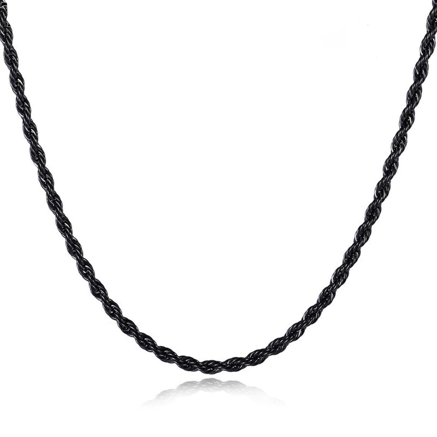 ZIVOM® Black Rope 316L Surgical Stainless Steel 24" Necklace Chain For Men Women Boys Girls
