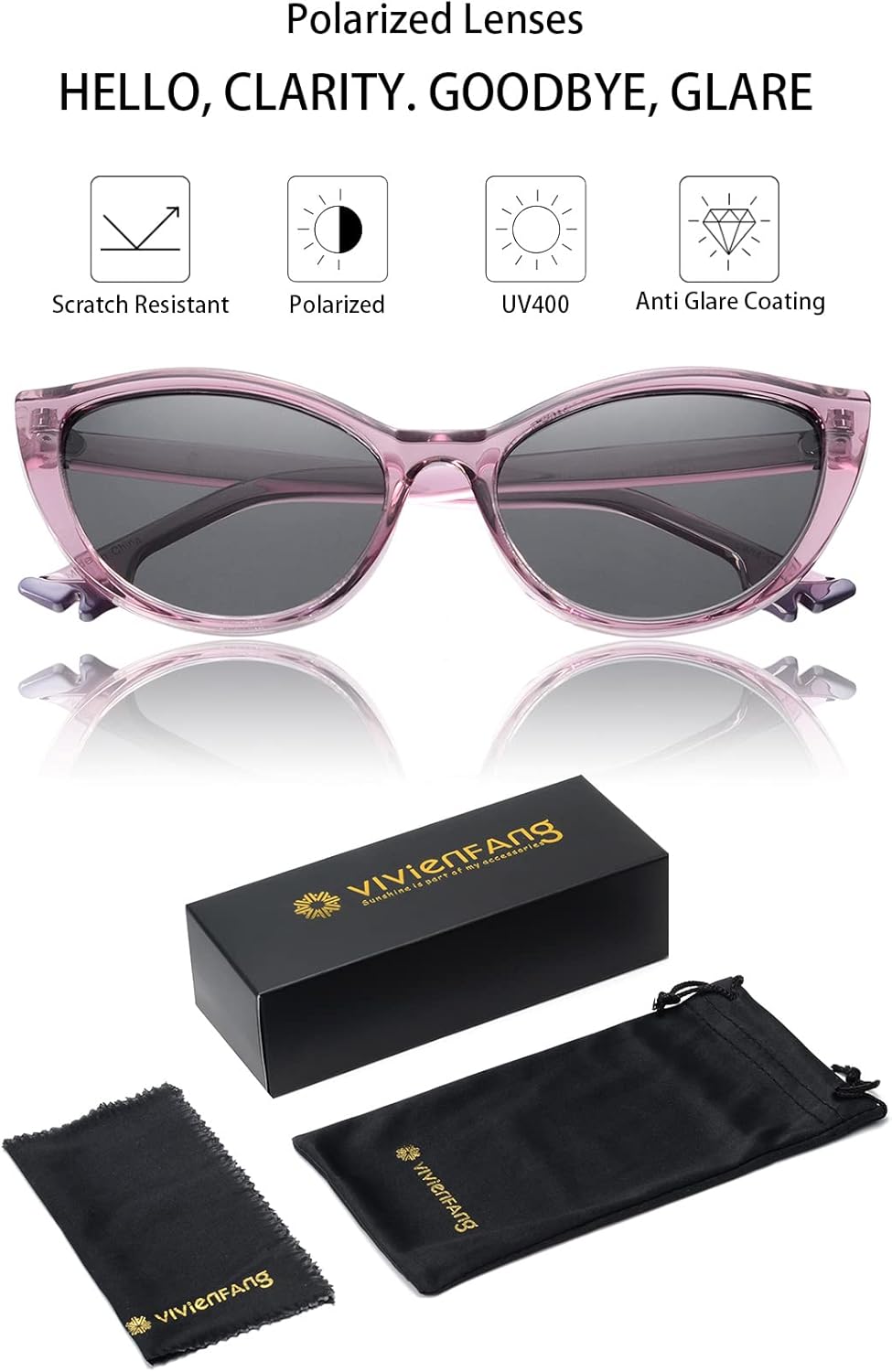 Polarized Cat Eye Sunglasses Womens Trendy 2026, Retro Narrow Cateye Sun Glasses UV Protection Small Shades VF2219 - Image 6