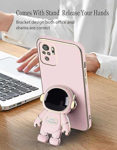 Miniatura 4 de Funda compatible con Redmi Note 10s con soporte creativo de dibujos animados de astronauta rosa, Xiaomi Redmi Note 10s, funda de silicona a prueba