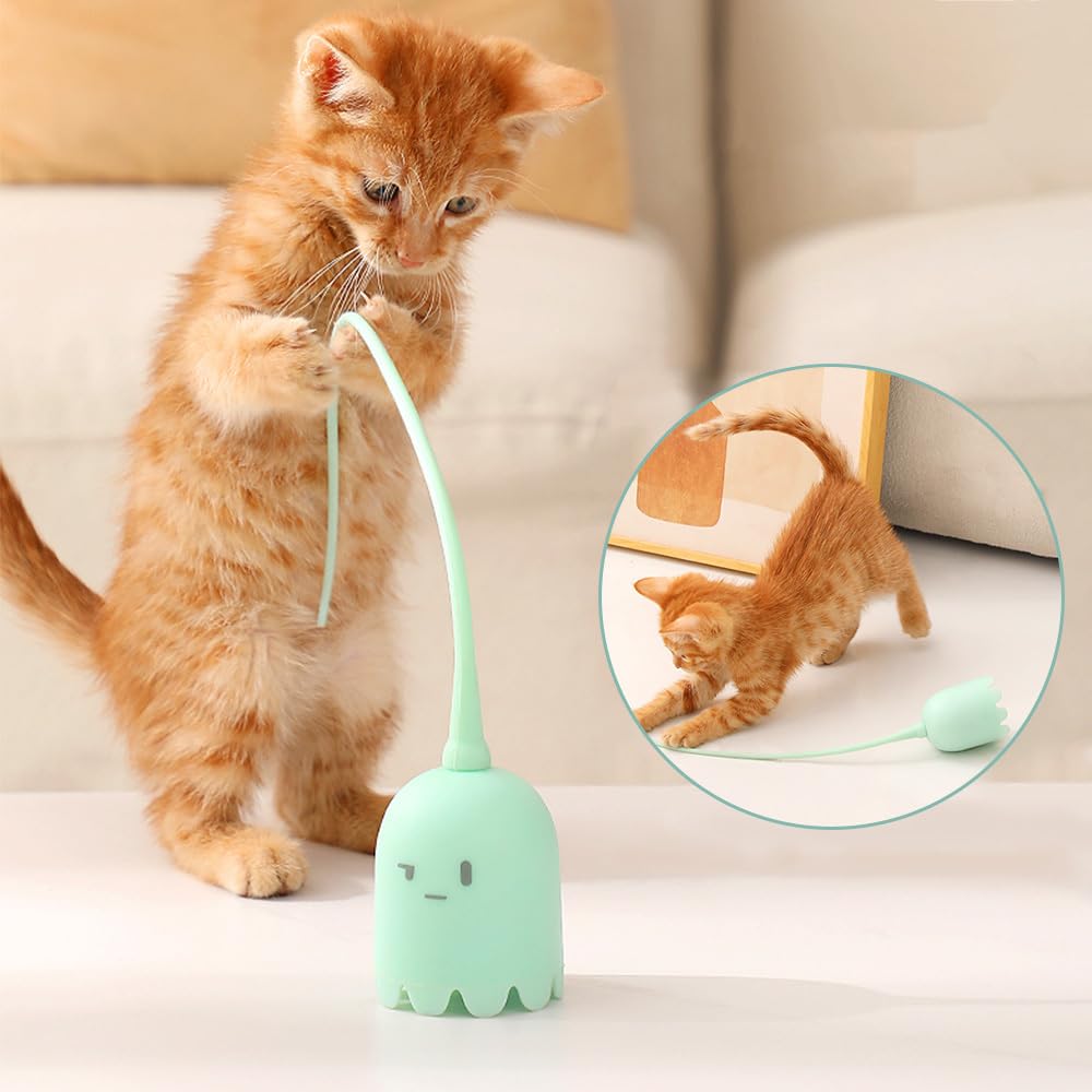 DONGKER Baguette pour chat - Queue automatique en silicone - Jouet rechargeable pour chat d'intérieur - Soulage le stress