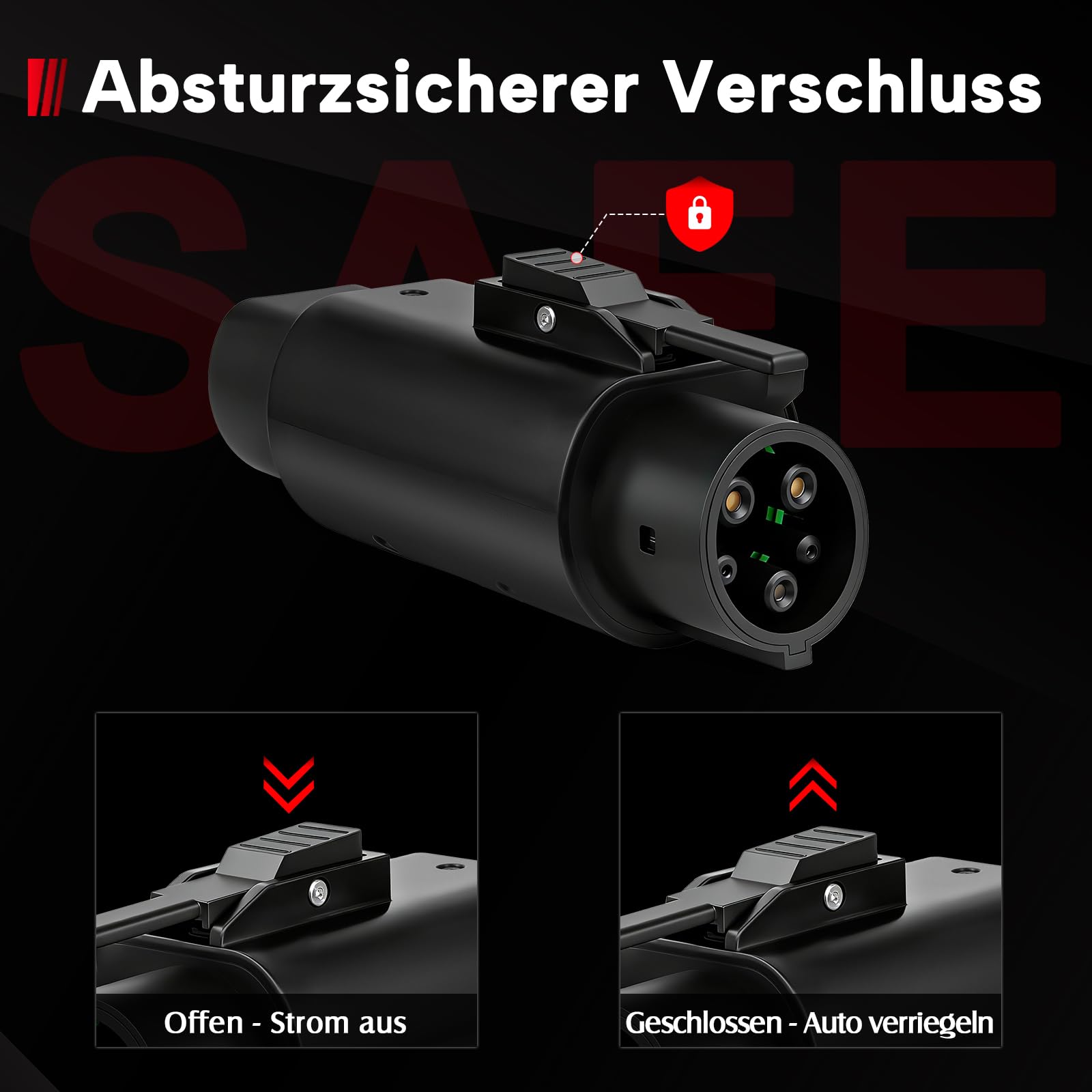Adapter Typ 2 auf Typ 1, 32A，Ladeadapter IEC 62196 auf SAE J1772