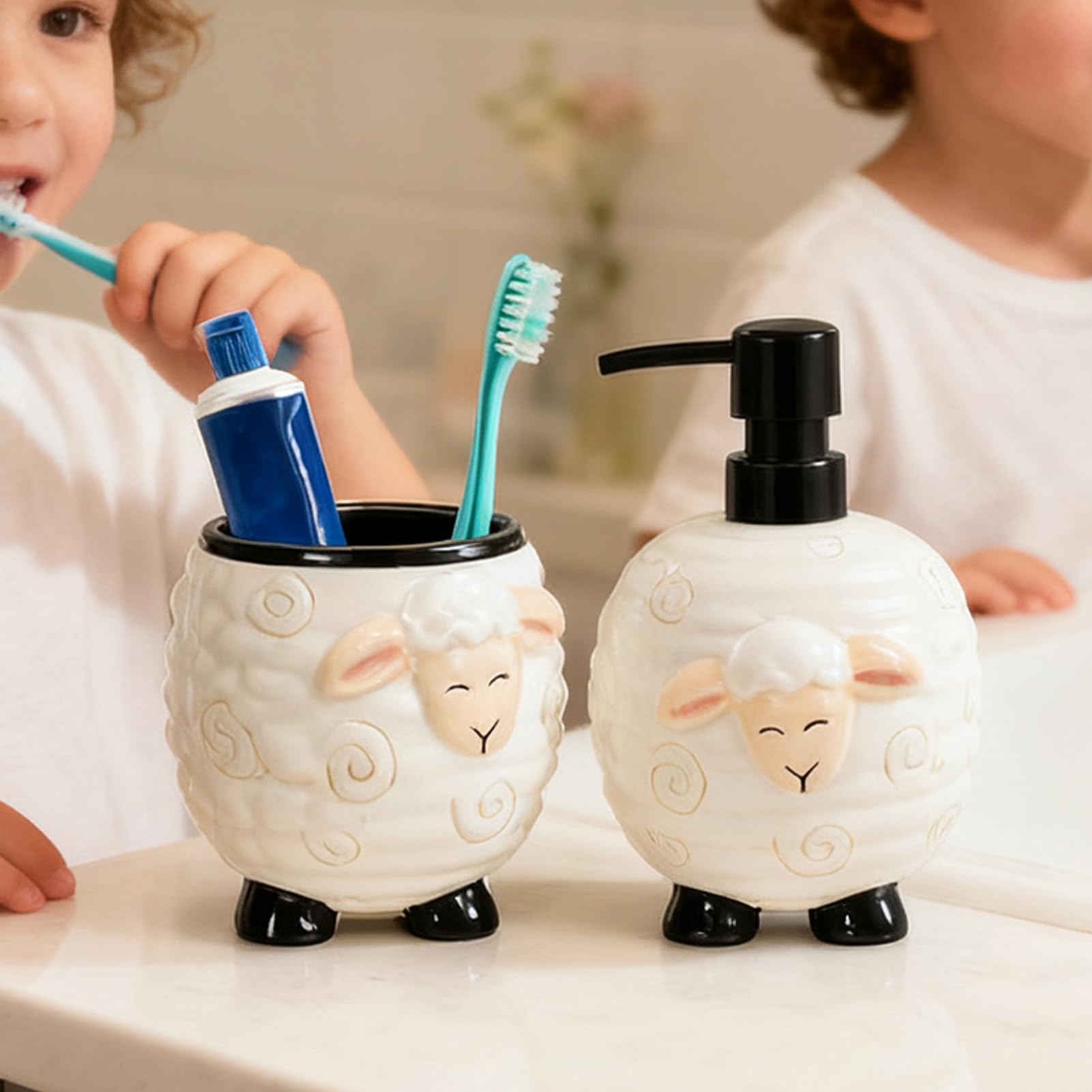 Set Portasapone E Portaspazzolini Da Bagno Set in Ceramica a Forma di | Set per Sapone da Bagno Per Casa Camera Da Hotel Viaggio Vacanza