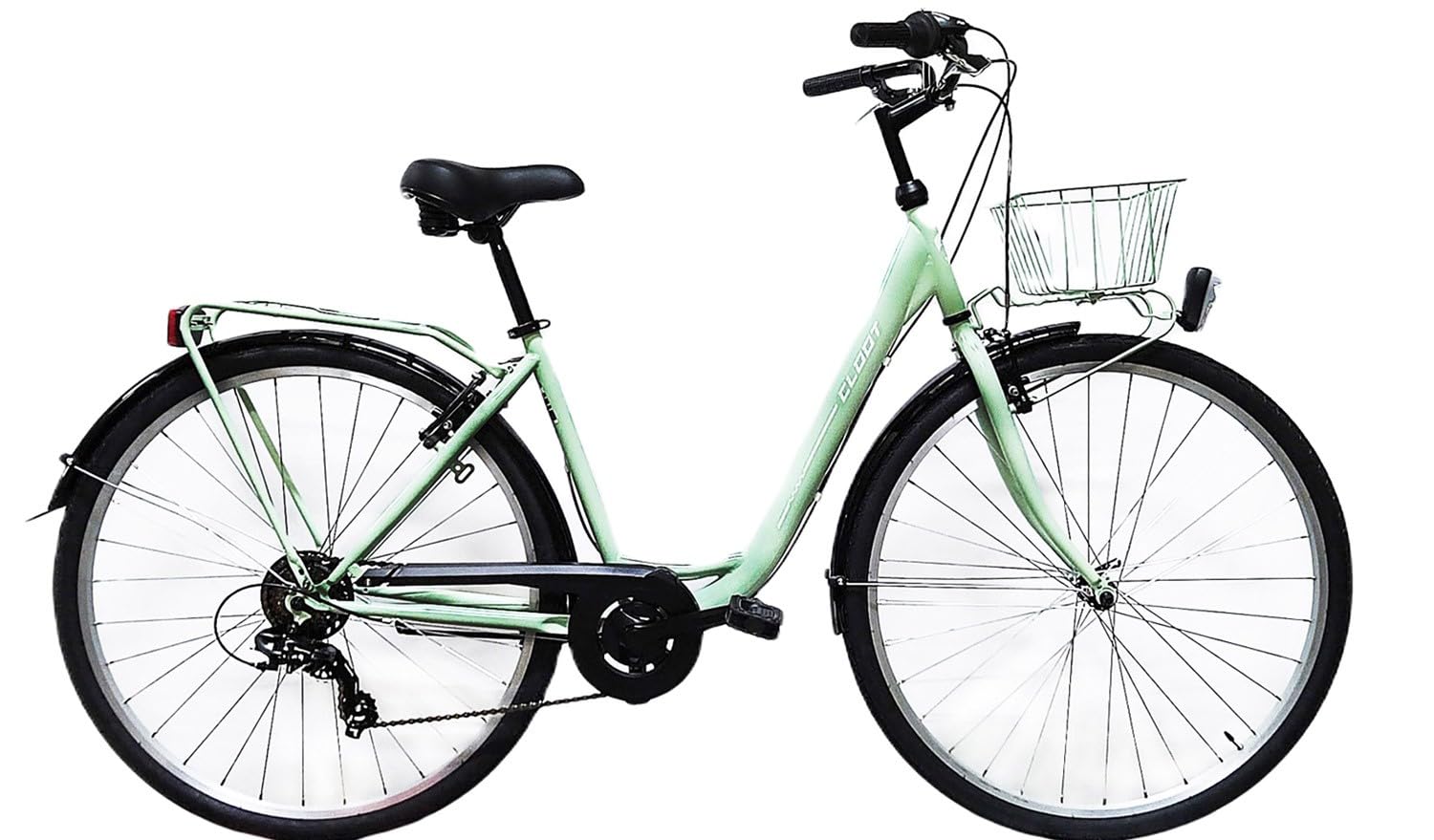 CLOOT Bicicleta Paseo Relax 28" Urbana con Cesta Portaequipajes Cambio 6 Velocidades Cuadro Bajo Comoda Estilo Clasico Confort Diario Uso Ciudad Ligera Acceso Facil Diseño Elegante Hombre Mujer