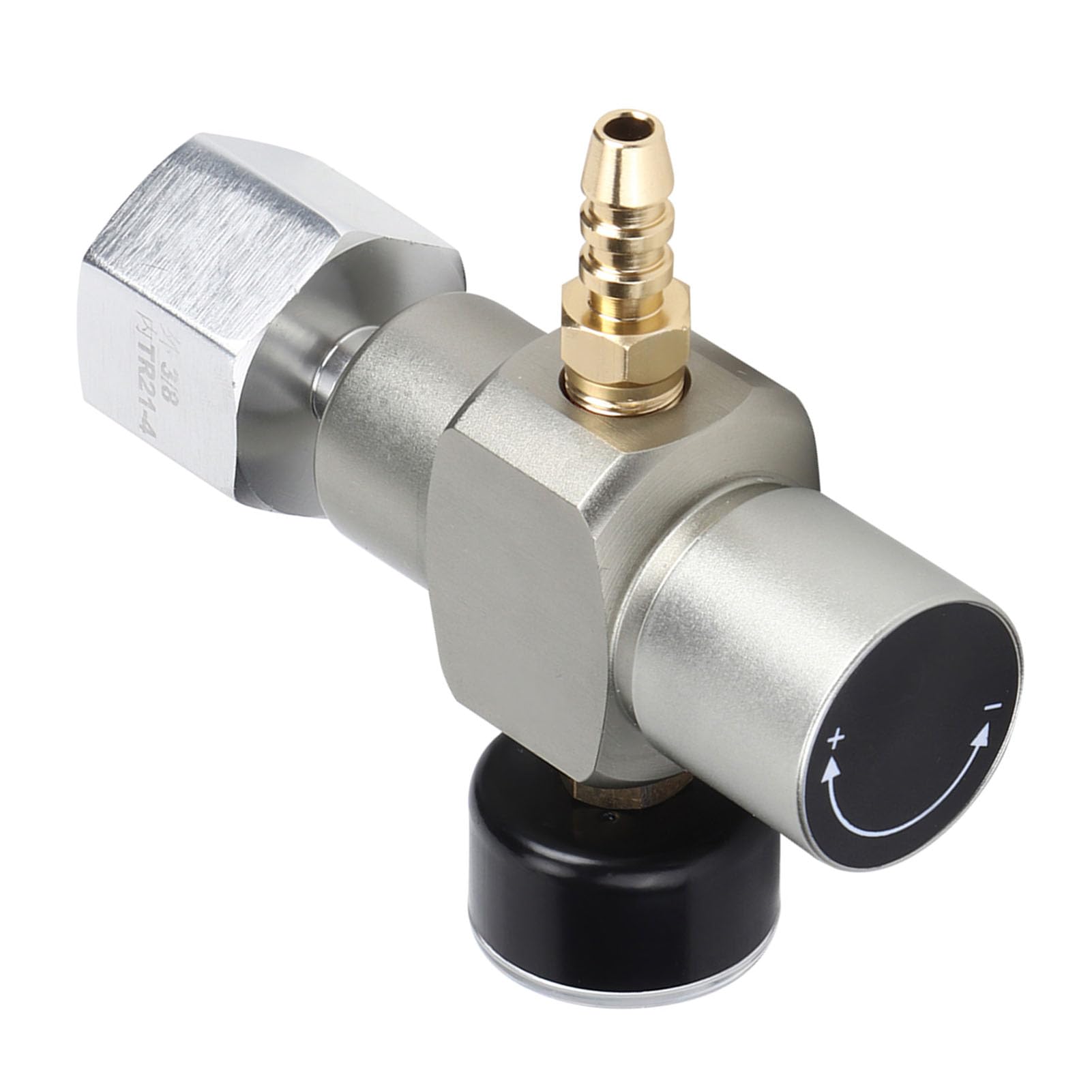 Aoresac Mini regolatore di gas CO2, manometro di soda con adattatore da 3/8" a TR21.4.2 in 1 per serbatoio di gasatura con cartuccia di CO2 da 12/16 G, manometro basso