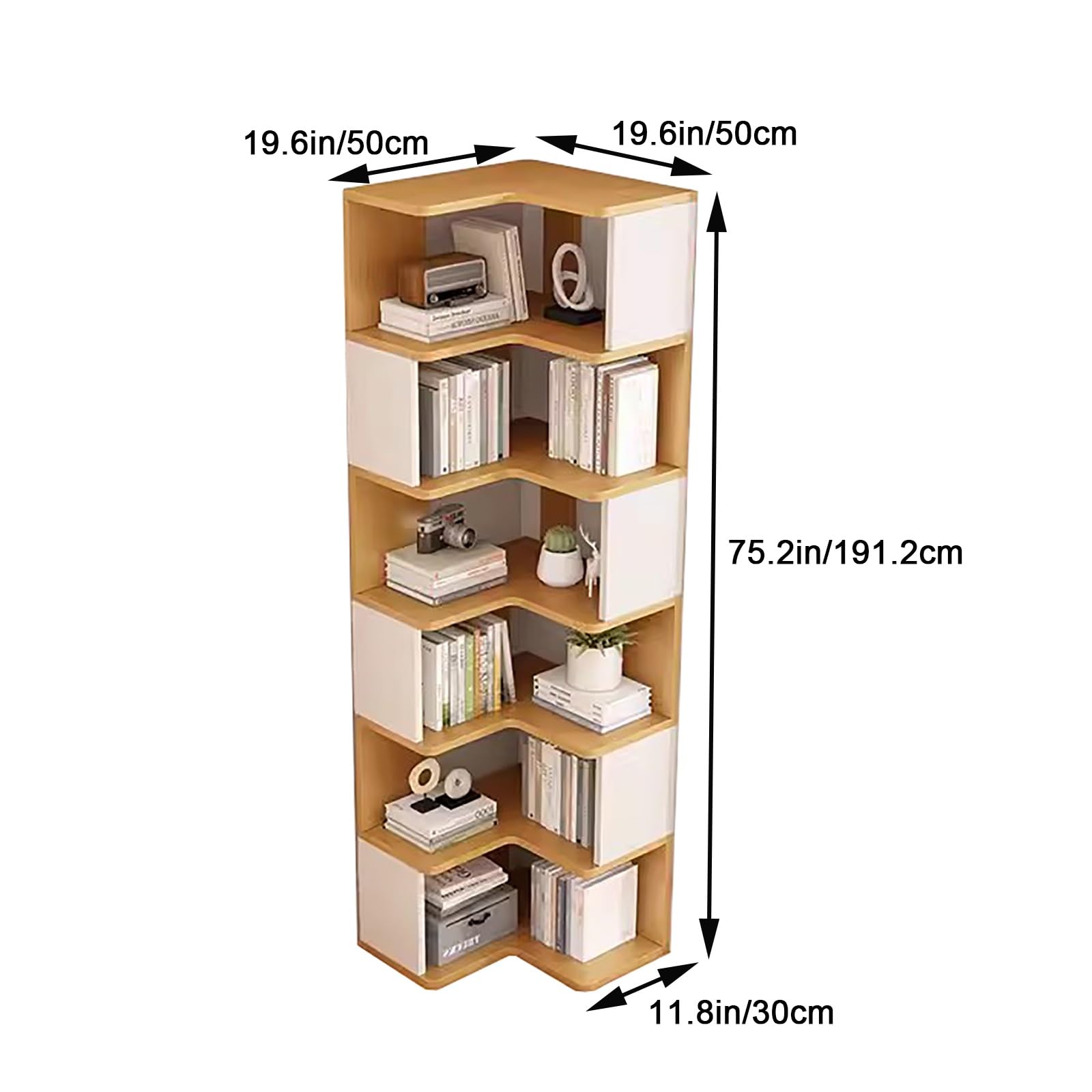 Corner Bookshelf, Triangle Rack Floor Bookcase, Open Design