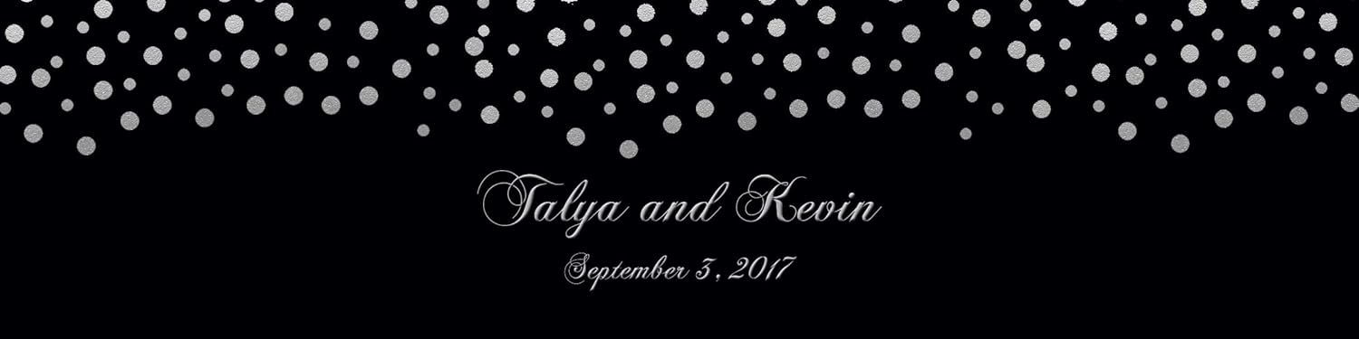 DesignThatSign 100 Silver Confetti Falling On Black Background Wedding Anniversary Bridal Shower Water Bottle Labels