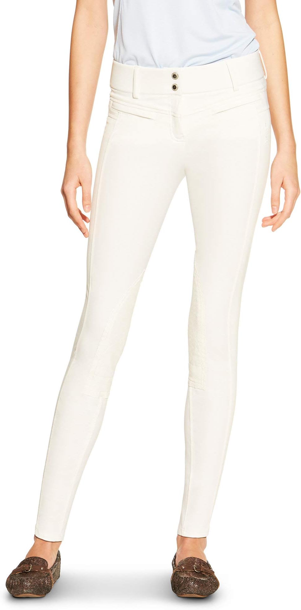 ARIAT Women's Triumph Low Rise Knee Patch Front Zip Knee Patch Breech White Size 28 Regular