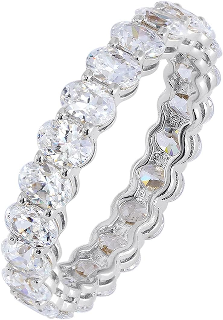Anillo llamativo apilable con circonita cúbica chapado en oro de 14 quilates