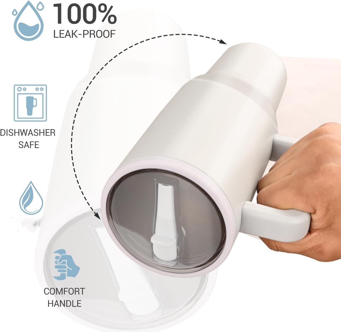 The Nomad 40oz Tumbler with Flip Straw Lid and Rubber Base – Travel Car Cup Holder Friendly, 100% Leak Resistant - Electric Bar B Pink - Image 4