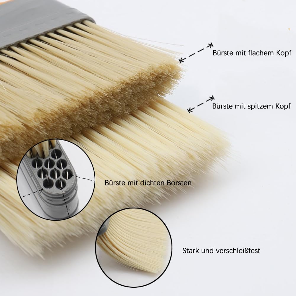 Lot de 10 pinceaux plats de 20,3 cm - Pinceau à lasure - Pinceau de peinture - Avec manche en plastique - Brosse manuelle pour le décapage - Pour murs, clôtures, balustrades en bois
