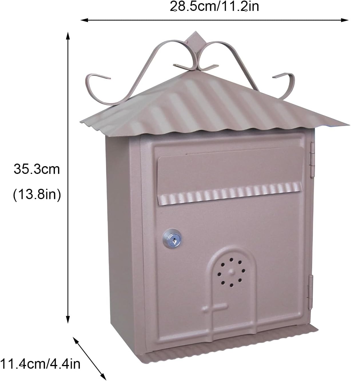 Vintage Mailbox, Wall Mount Mailboxes for Outside, Indoor & Outdoor Wall Mount Locking Mailbox, Weather Resistant & Durable, includes 2 Keys(Sand Brown)