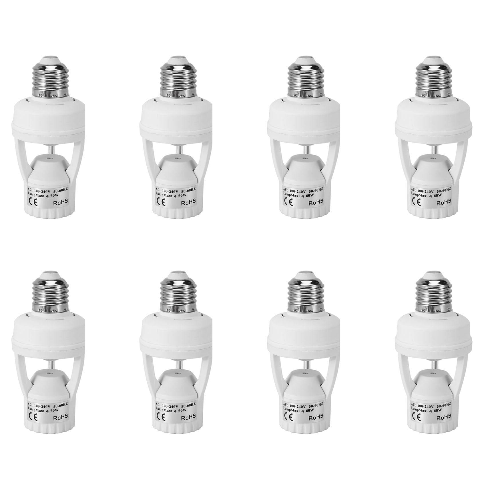 BTuregsau 8X AC110-220V 360 Degrees Pir Induction Motion Sensor IR Infrared Human E27 Plug Socket Switch Base LED Bulb Lamp Holder