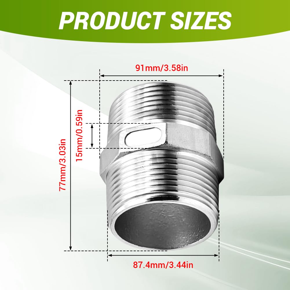 Accesorio de tubería con boquilla hexagonal macho NPT3", conector adaptador reductor SS 316