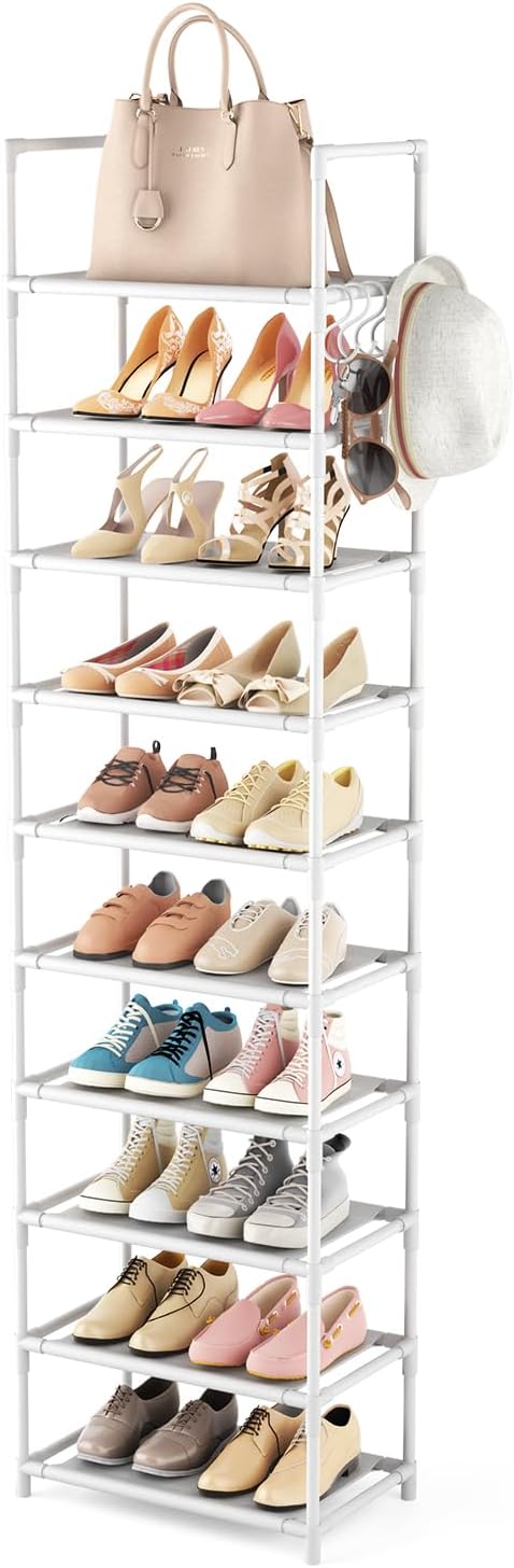 LANTEFUL 10 Tiers Tall Shoe Rack 20-25 Pairs Boots Organizer Storage Sturdy N...