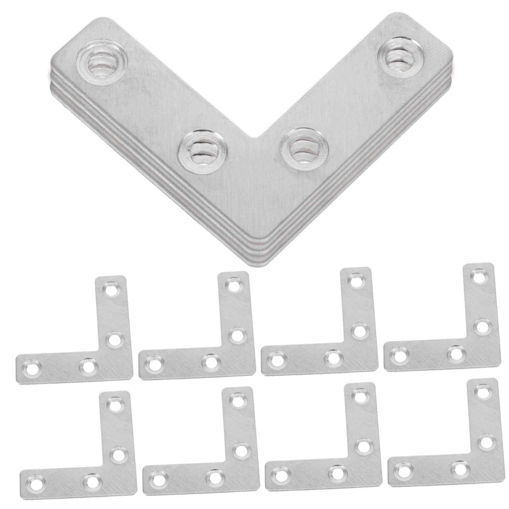 Mipcase 4sets l Shaped Metal Brackets 90° Corner Stainless Steel Versatile for Multiple Projects 36pcs*4