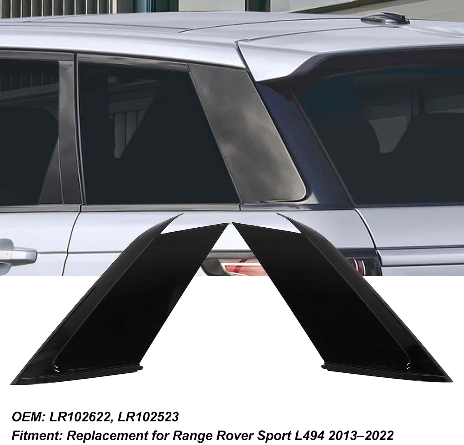 Alomejor D Pillar Rear Side Corner Trim, ABS Glossy Black, for Sport L494 2013-2022, Custom Fit Vehicle Accessory