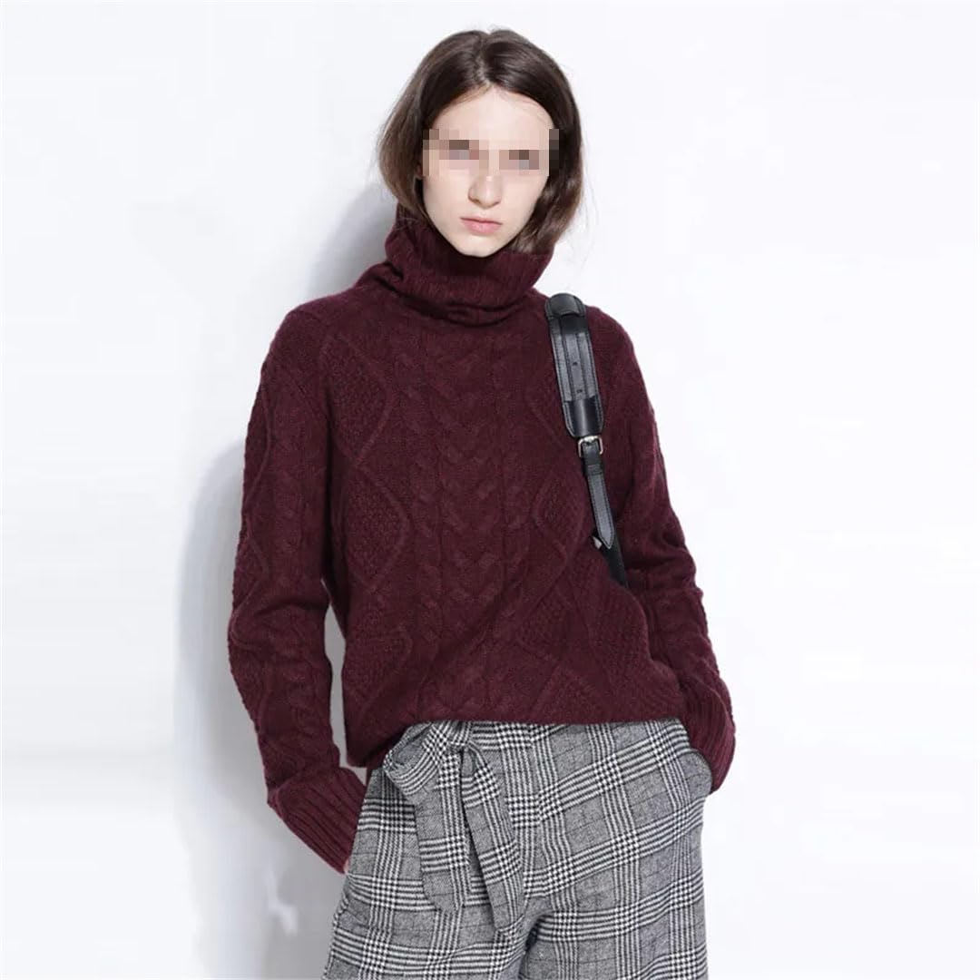 Vogrtcc Maglione Dolcevita da Donna Maglione Invernale in Cashmere Maglione Lavorato A Maglia di Lana A Maniche Lunghe Spesso Intrecciato