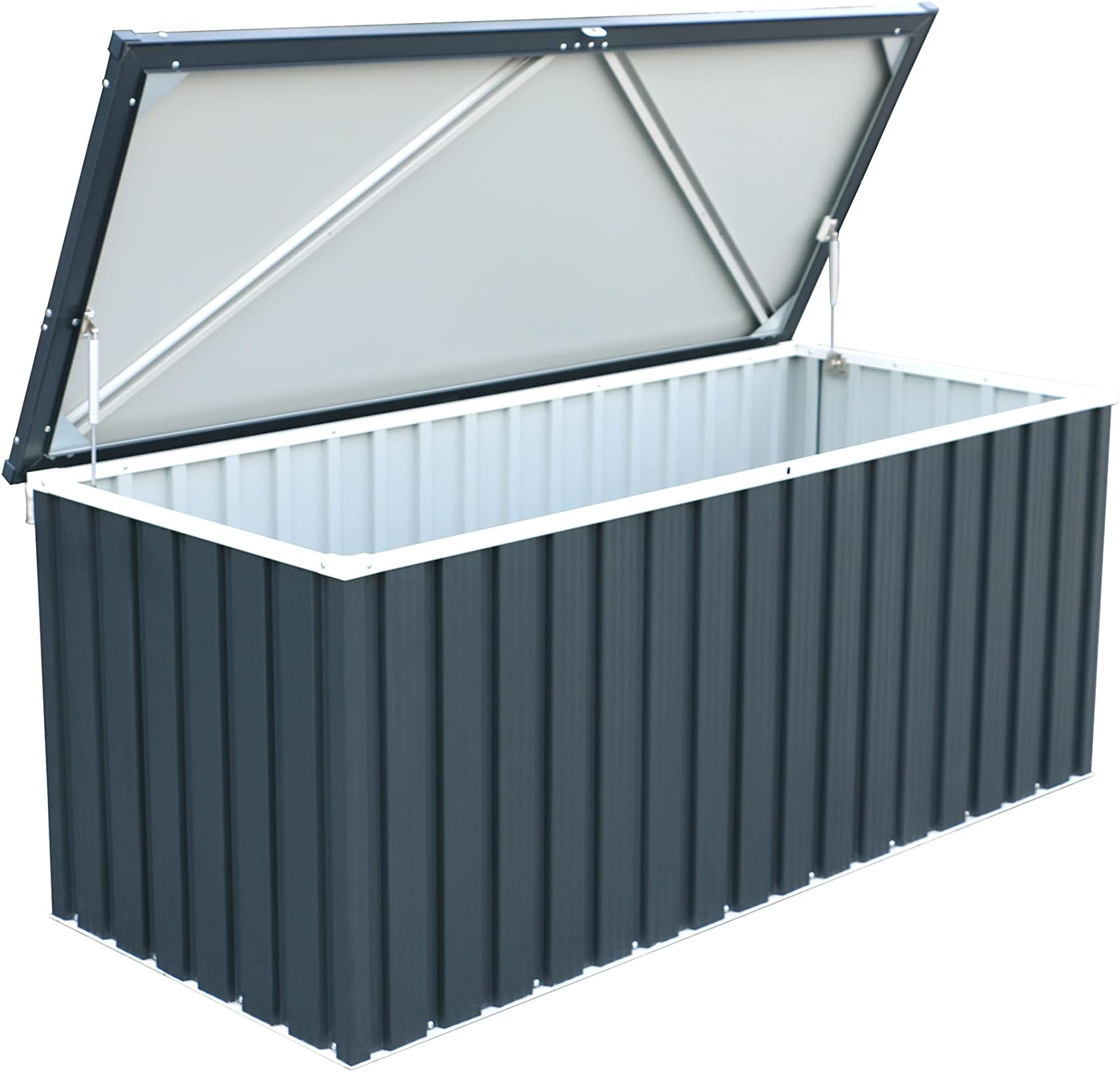 Coffre De Jardin 250 L Casa.pro - Effet Bois Beige - Résistant Aux Intempéries - Avec Ressort à Gaz - Dimensions 124x53x57 Cm
