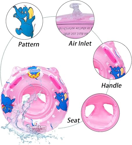 Miniatura 3 de AIYUENCICI Flotador de natación para bebé, balsa flotante inflable con asa de asiento de seguridad, anillo flotante de cintura para niños, bañera de