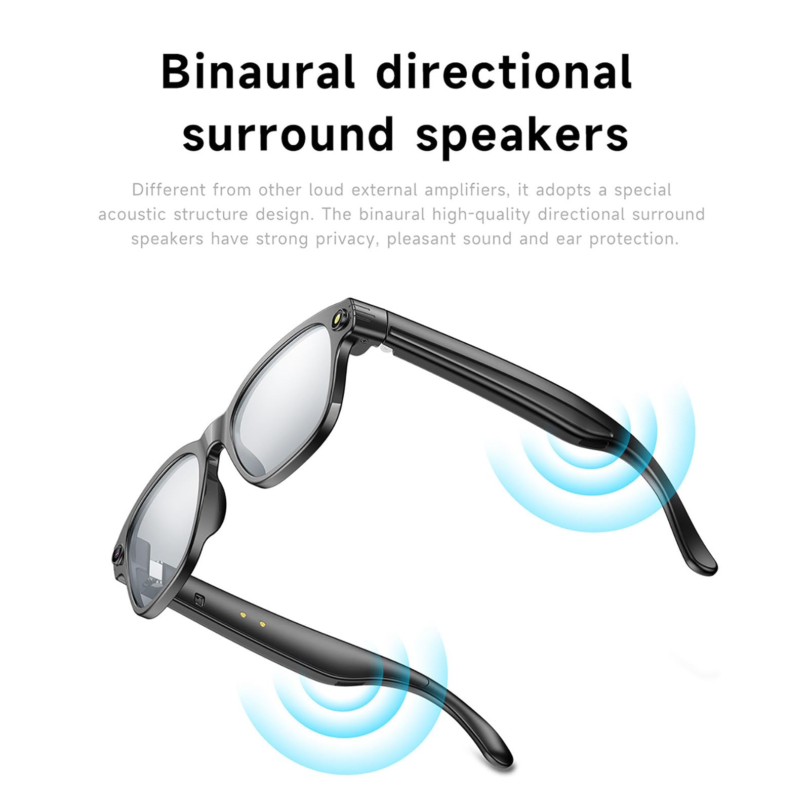 Occhiali Intelligenti Ai, Fotocamera da 800W + Registrazione Video 1200P HD, Lenti Anti-Luce Blu Che Cambiano Colore, Wi-Fi + Bluetooth 5.4, Assistente Vocale/Traduzione Multilingue A