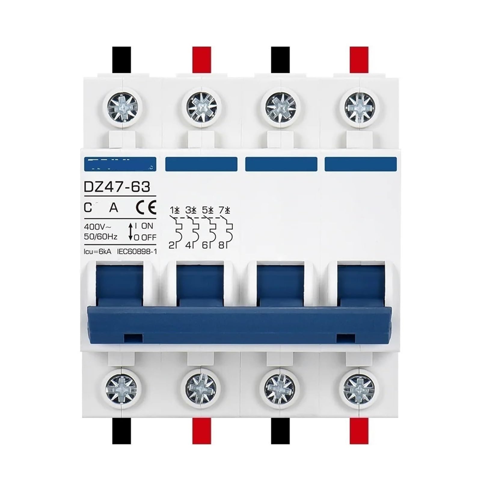 Disjoncteur miniature 4P 20A DZ47 pour réseau électrique 380V