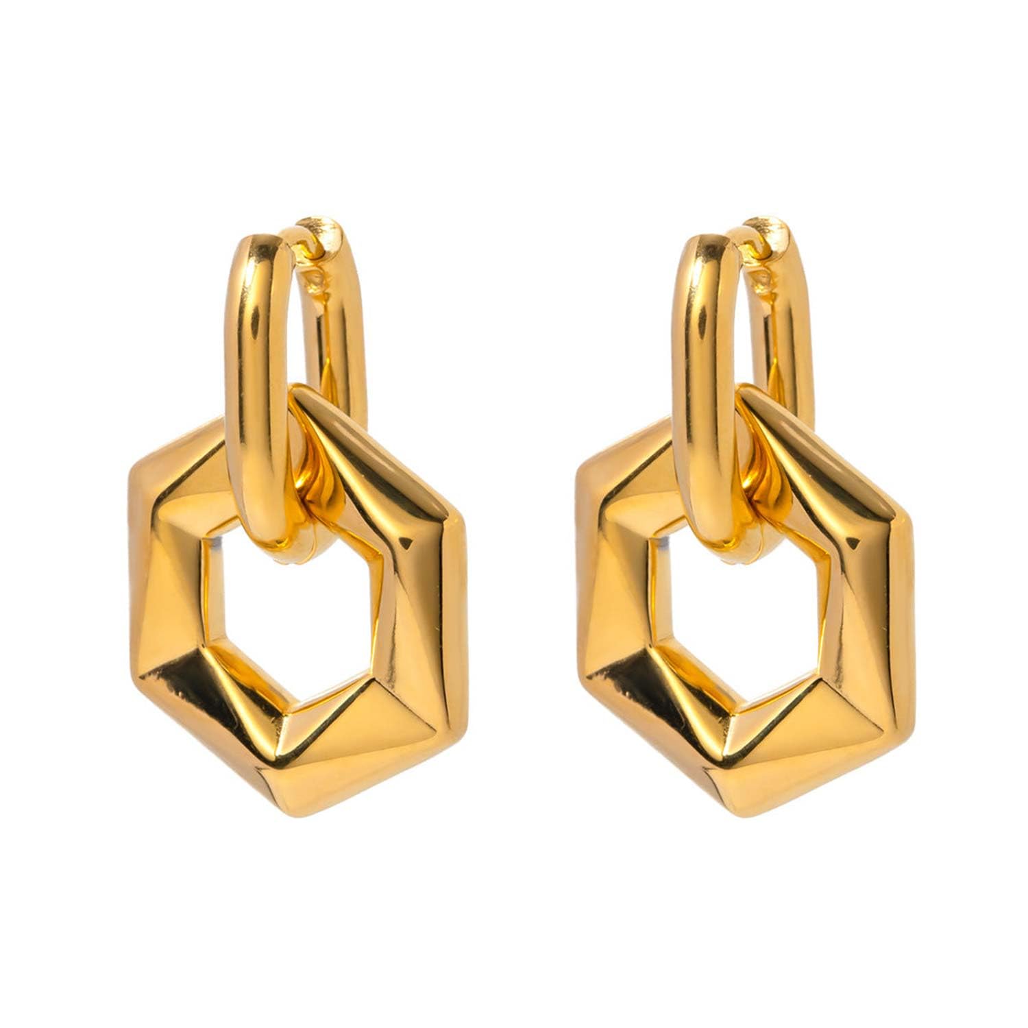 Shraddha Kapoor Star Constellation Golden Hexagon Earring for Women - 18K Gold Plated Earrings, Gift For Women & Girls, Jewellery for Women-image-41