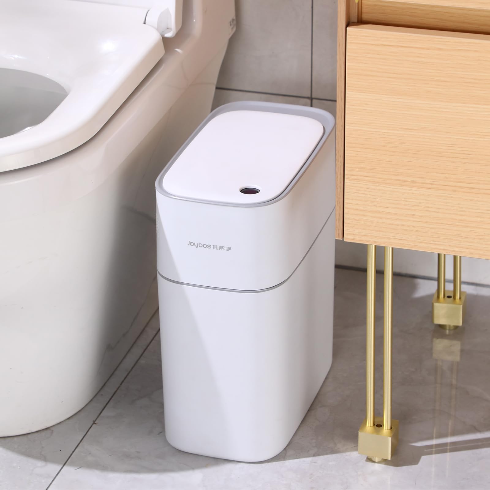 funest Automatic Touchless Bathroom Trash Can with Lid- 3.5 Gallon Motion Sensor Garbage Can for Kitchen, Bedroom, Office,Auto-Adsorption Waterproof Bathroom Trash Can