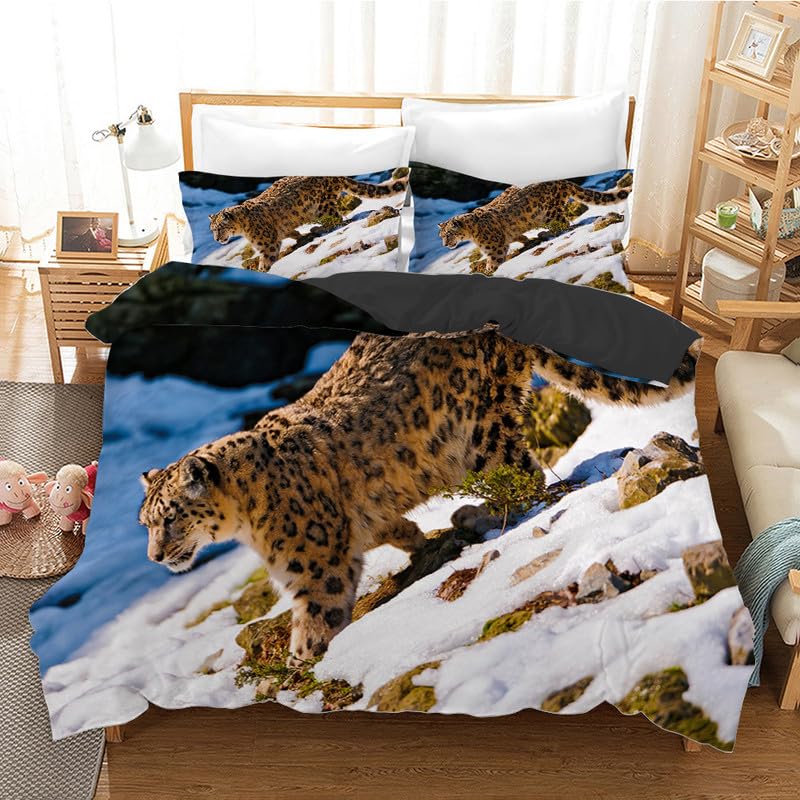 Parure de lit 140x200 léopard microfibre premium 110g/㎡ haute densité