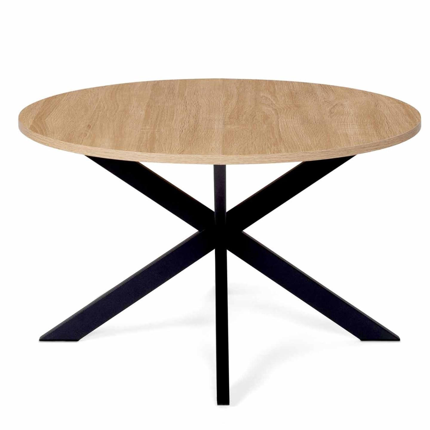 IDMarket – Mesa Baja Redonda Alix Pie araña 70 cm Madera y Negro
