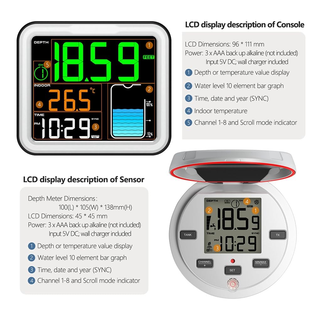 IP68 Wireless Ultraschallpegelanzeige Solar Angetriebene LCD -Anzeige Wassertank Flüssigkeitsmesser Fernüberwachung 150 M EU -Stecker
