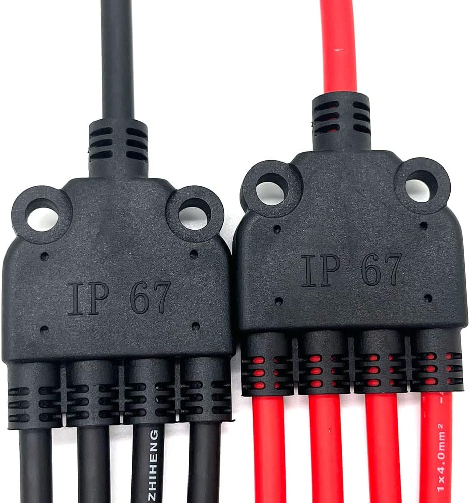 Solar Panel Connector Y Branch Solar Connector 1 to 4, 10 AWG Solar Cable and Connectors for Solar Combiner Box (1 Pair 1Y4)