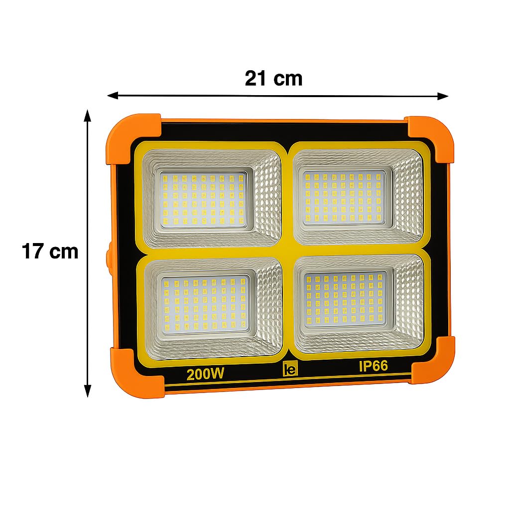 200W Güneş Enerjili Portatif Solar LED Projektör | IP66 Su Geçirmez, 4 Işık Modu, 2200 Lümen, Taşınabilir Şarjlı Lamba | Kamp, Bahçe, Sokak Aydınlatması K2LED