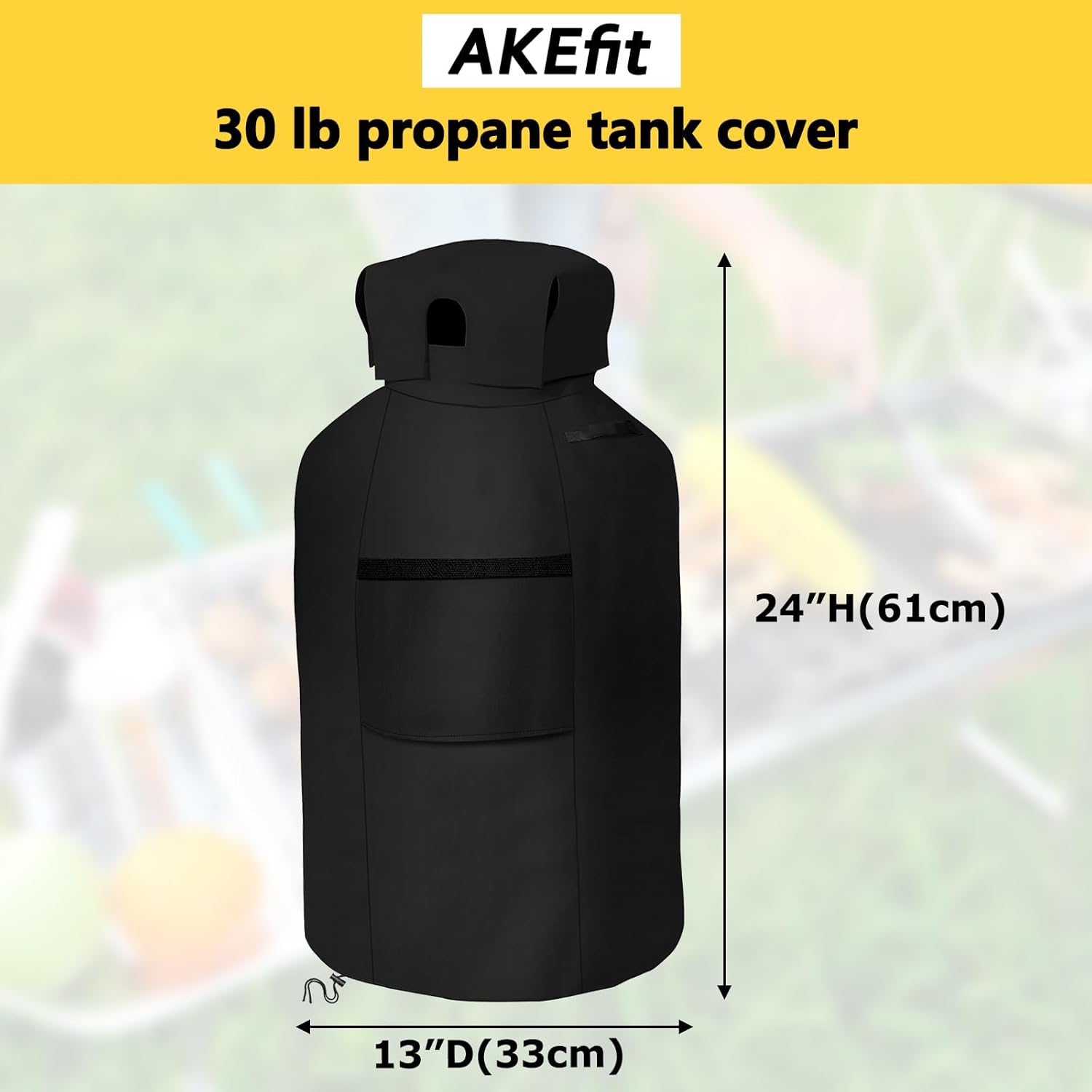 AKEfit Propane Tank Cover 30lb Gas Tank Cover Outdoor 600D Heavy Duty Waterproof Covers Fits Standard 30 lb Tank Cylinder, 13'' x 24'' Black