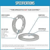 Vista 5 de Accesorios de Rueda Partes 2 Piezas Espaciadores de Rueda Fundidos a Presión 12mm 1/2" de Grosor Se Adaptan a Patrones de Pernos 5x135mm 5x139.7mm