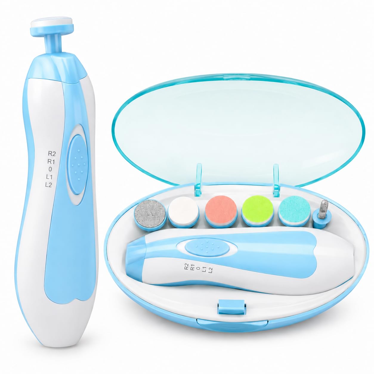 MELVIS Electric Baby Nail Trimmer with LED Light | Gentle Nail Cutter & Filer for Newborn 0–6 Months | Adjustable Speed, Multiple Heads, Quiet Baby Grooming Kit