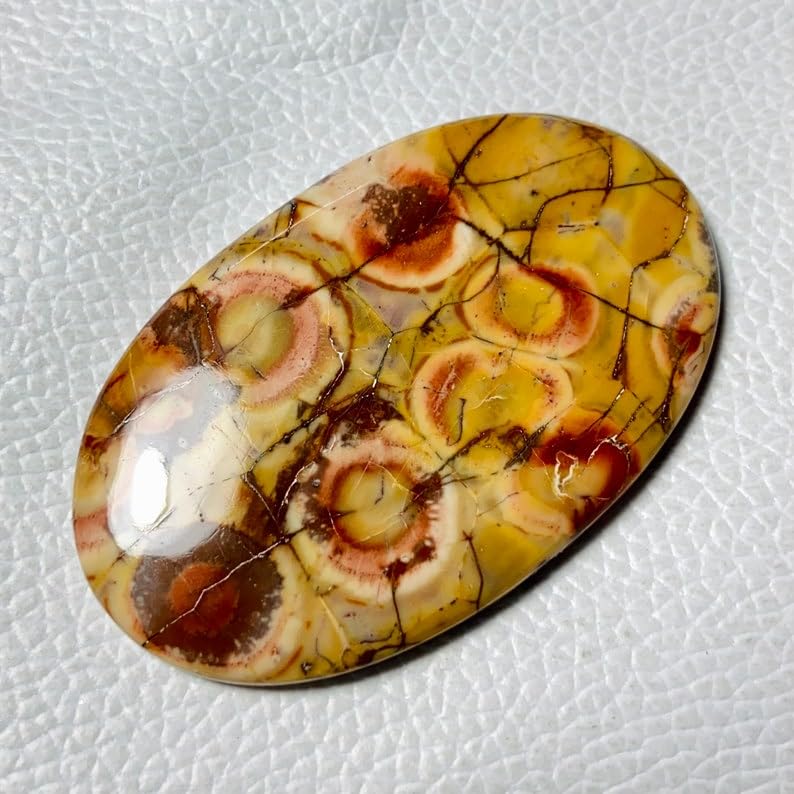 Cabochon jaspe œil d'oiseau 58x36mm pierre naturelle ovale pour création pendentif - 3