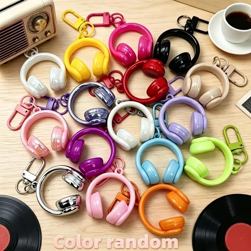 6-Piece Colorful Headphone Keychain Set – Cute & Stylish Women’s Bag Charm, for Friends, Birthday & Holiday Decor (Random Colors) image 5