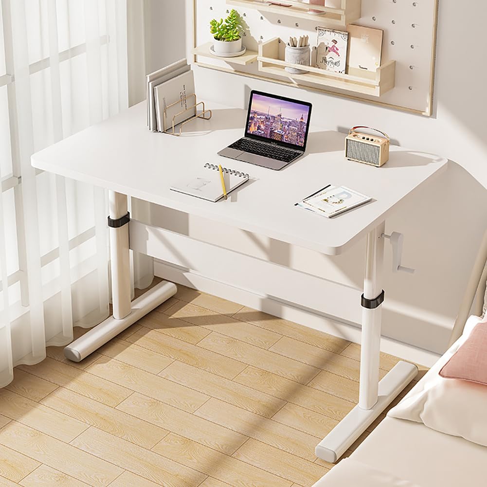 CGCSYZ Height Adjustable Desk, Laptop Computer Table, Home Office Workstation for Writing & Standing, White, 80cm - Ergonomic Design for Comfort & Productivity (Bianco 100cm)