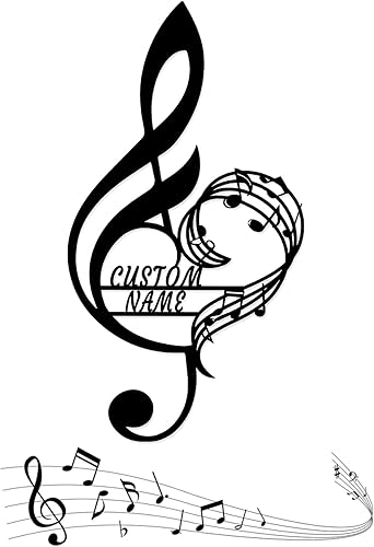 Decoración personalizada con tema musical, arte de pared de metal con notas musicales personalizadas, decoración de pared de metal con clave aguda