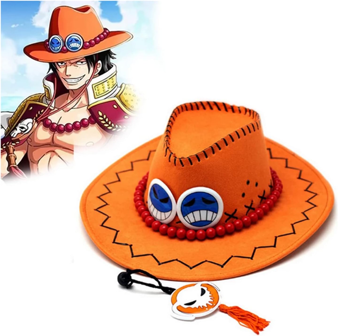 SKEIDO Anime Portgas D Ace Cosplay Hats Cowboy Cap for Men Women Kids Party Pirates Cap Hats Toys for Children Adult Gifts