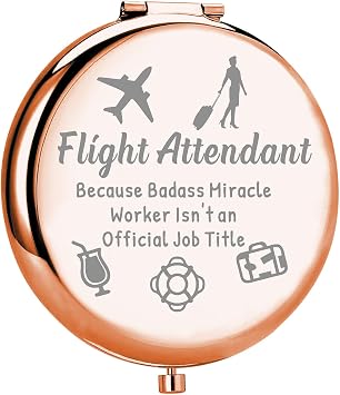 MYOSPARK Flight Attendant Gifts Air Stewardess Makeup Mirror Stewardess Aviation Makeup Mirror Flight School Student Graduation Gift Title Flight Attendant Mirror