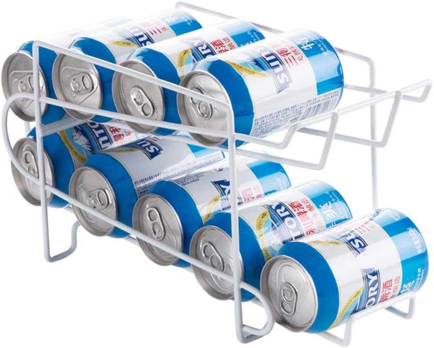 Mural Art Space Saving Soda Beer Can Beverage Dispenser Organizer Rack Double Layers Sturdy Iron Shelf Rack for Refrigerator and Table Top