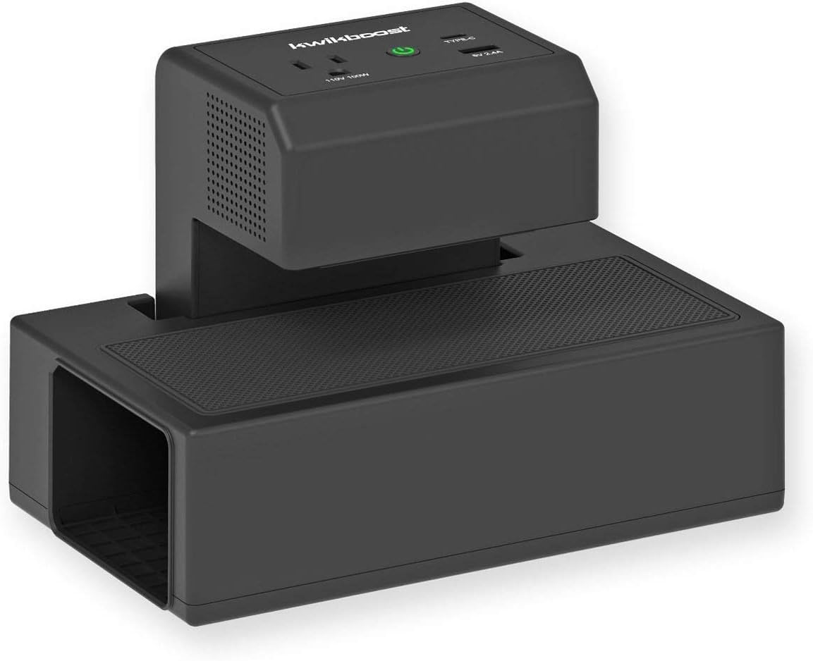 Luxor KwikBoost EdgePower Clamp on Cordless Desktop Charging Unit for Workspace and Classroom - Black