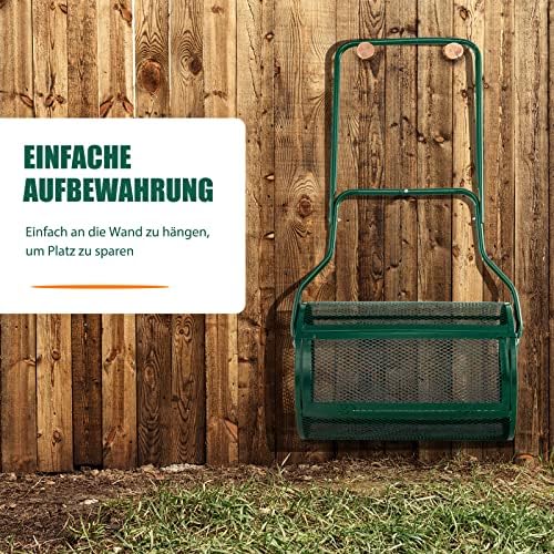FANTASK Kompoststreuer 80L, Torfstreuer mit U-Griff, Düngerstreuer Rasen Garten, Gartenstreuer für Dünger & Setzlinge, Grün