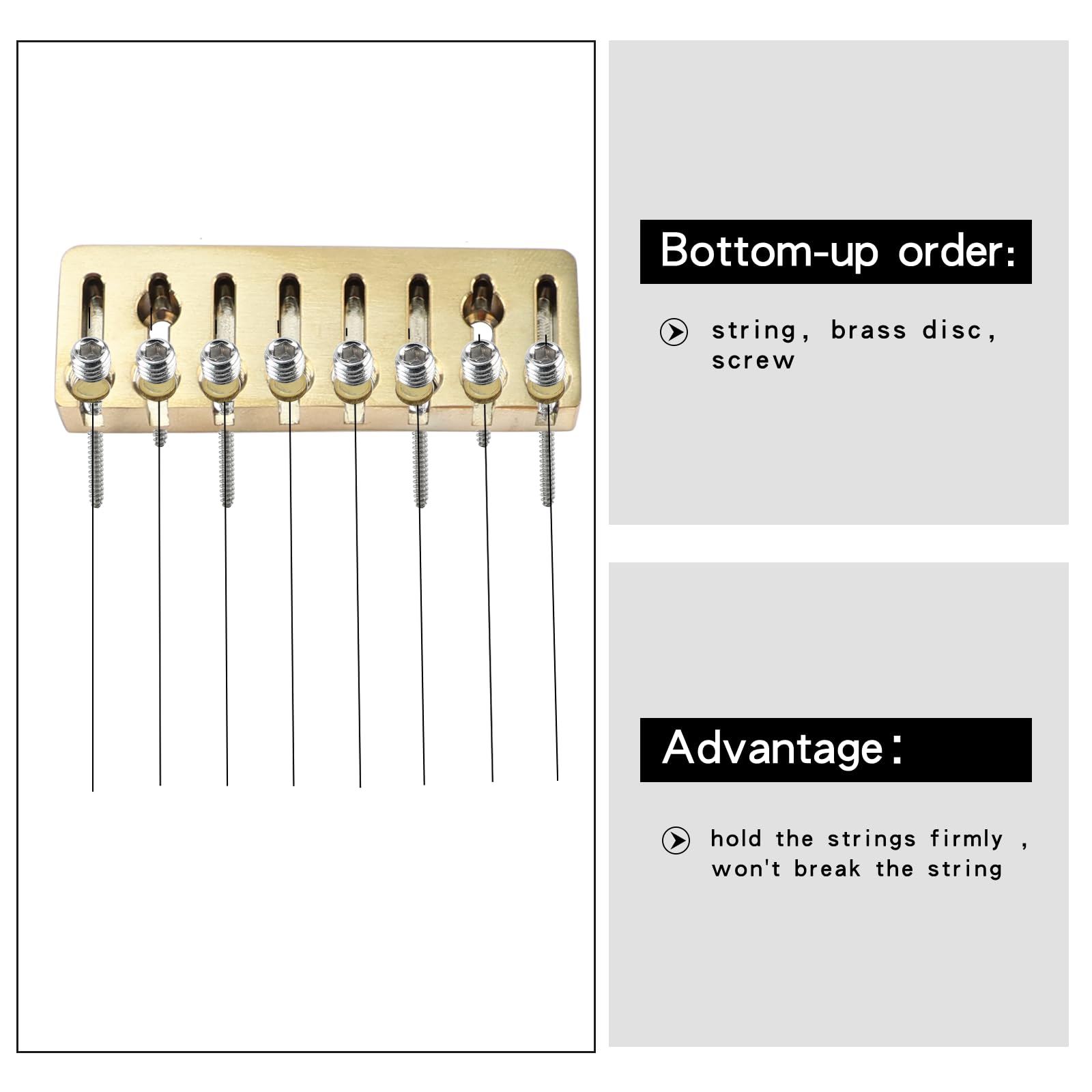 Dado di bloccaggio a 8 corde in lega di titanio per ponte chitarra senza testa in metallo per chitarra elettrica a 8 corde (vuoto oro 49 mm x 18 mm)