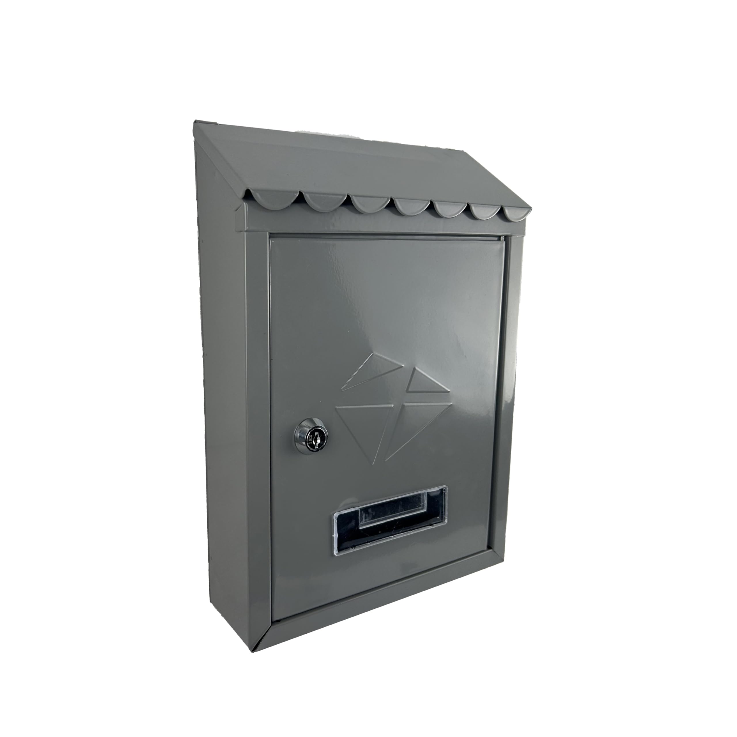 Buzón de Pared Correo con Tapa Antilluvia LH001, Buzón de Exterior de Metálico con Cerradura y Llaves 30x21x6cm. (Gris)