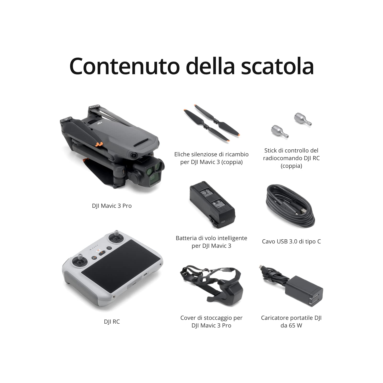 DJI Mavic 3 Pro con DJI RC (radiocomando con schermo), drone con tripla fotocamera di punta e fotocamera Hasselblad con CMOS da 4/3, autonomia di volo di 43 minuti e trasmissione video HD fino a 15 km
