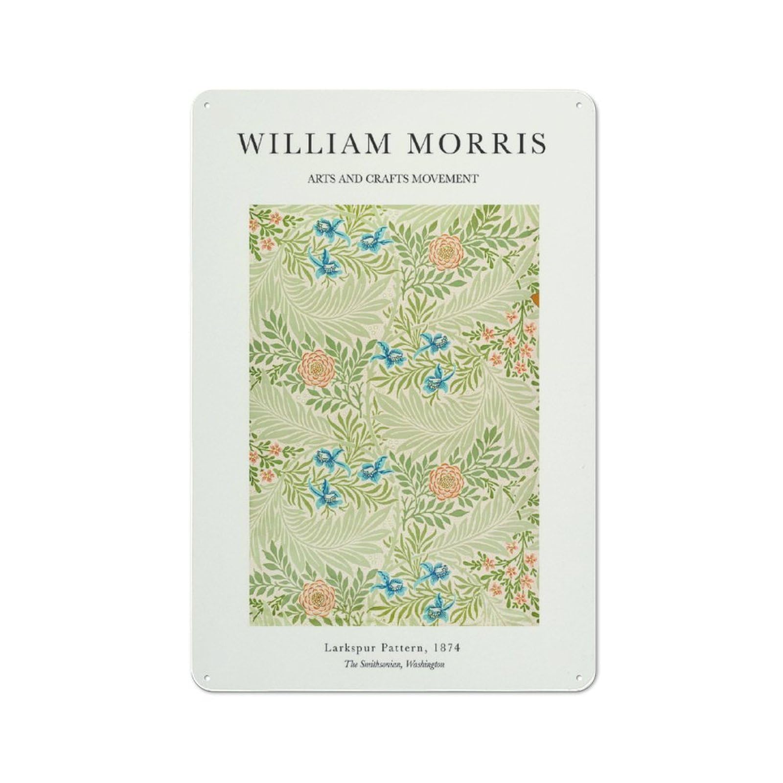 Junmoney Style-18 Friendly Cafe Metal Sign 30X20cm Featuring William Morris Leaf, Cafe Wall Decor For Tea Room, Shop Wall Or Breakfast Area